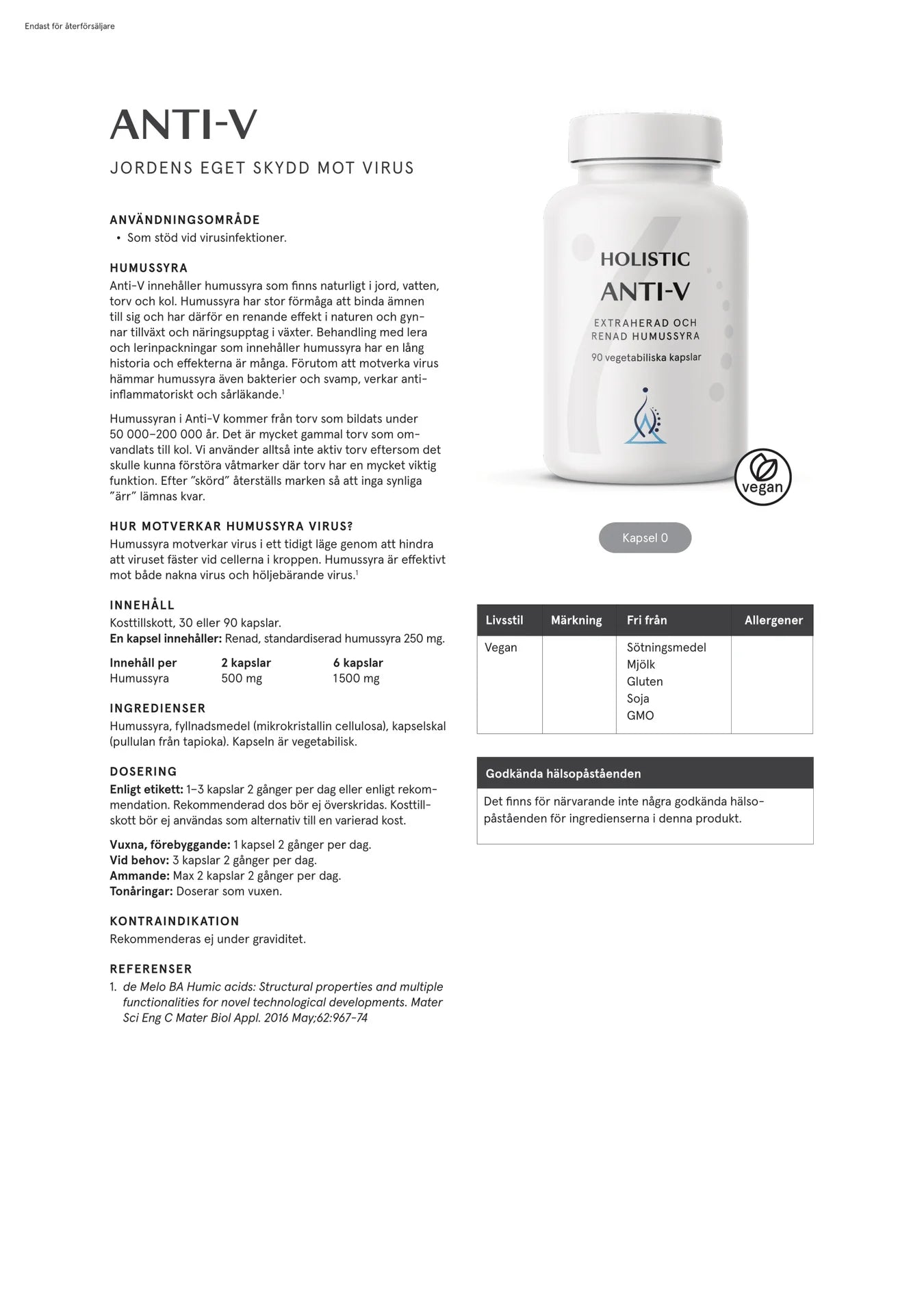 Anti-V, 30 kapslar, Holistic