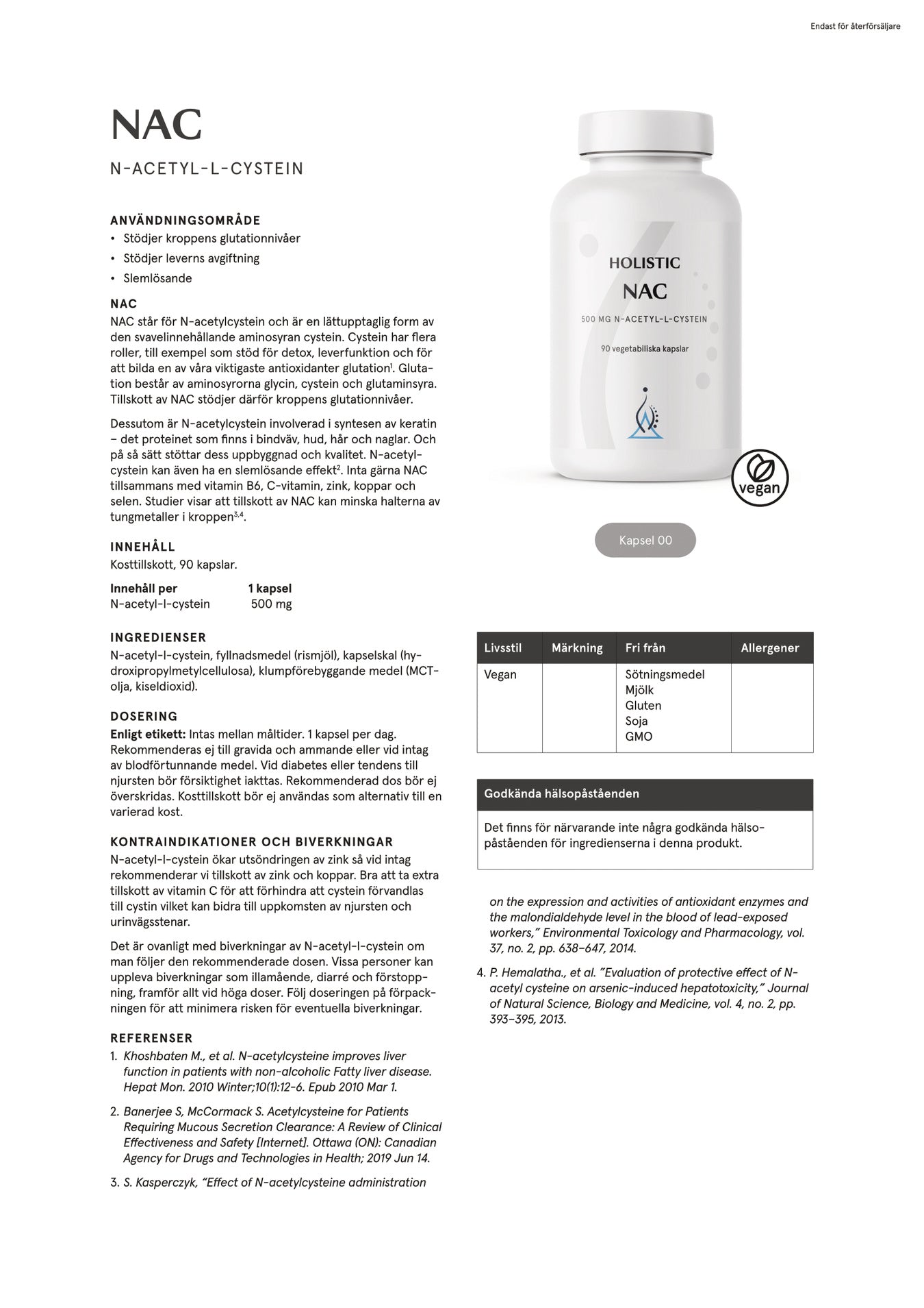 NAC, 90 kapslar, Holistic