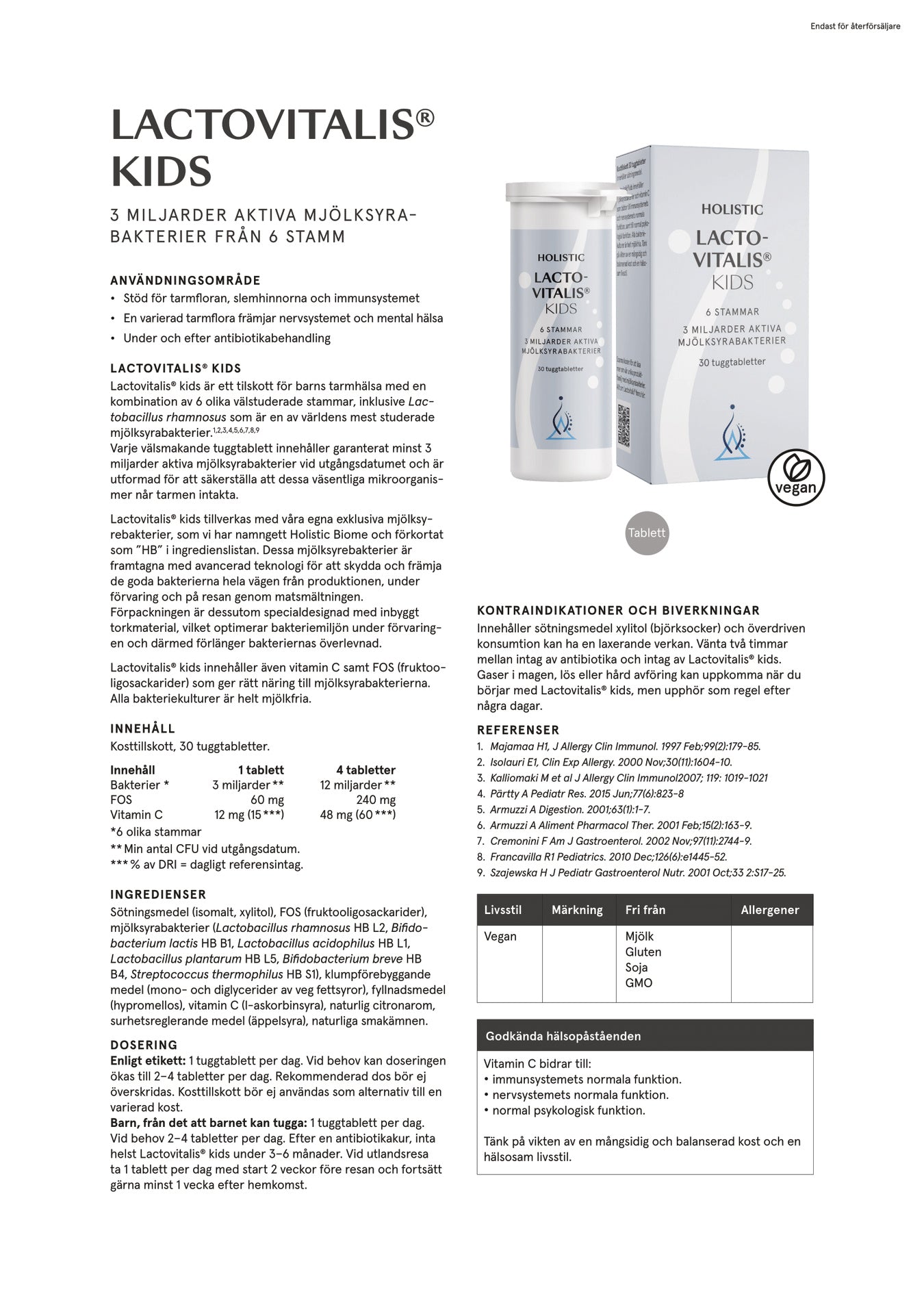 Lactovitalis®kids, 30 tabletter, Holistic