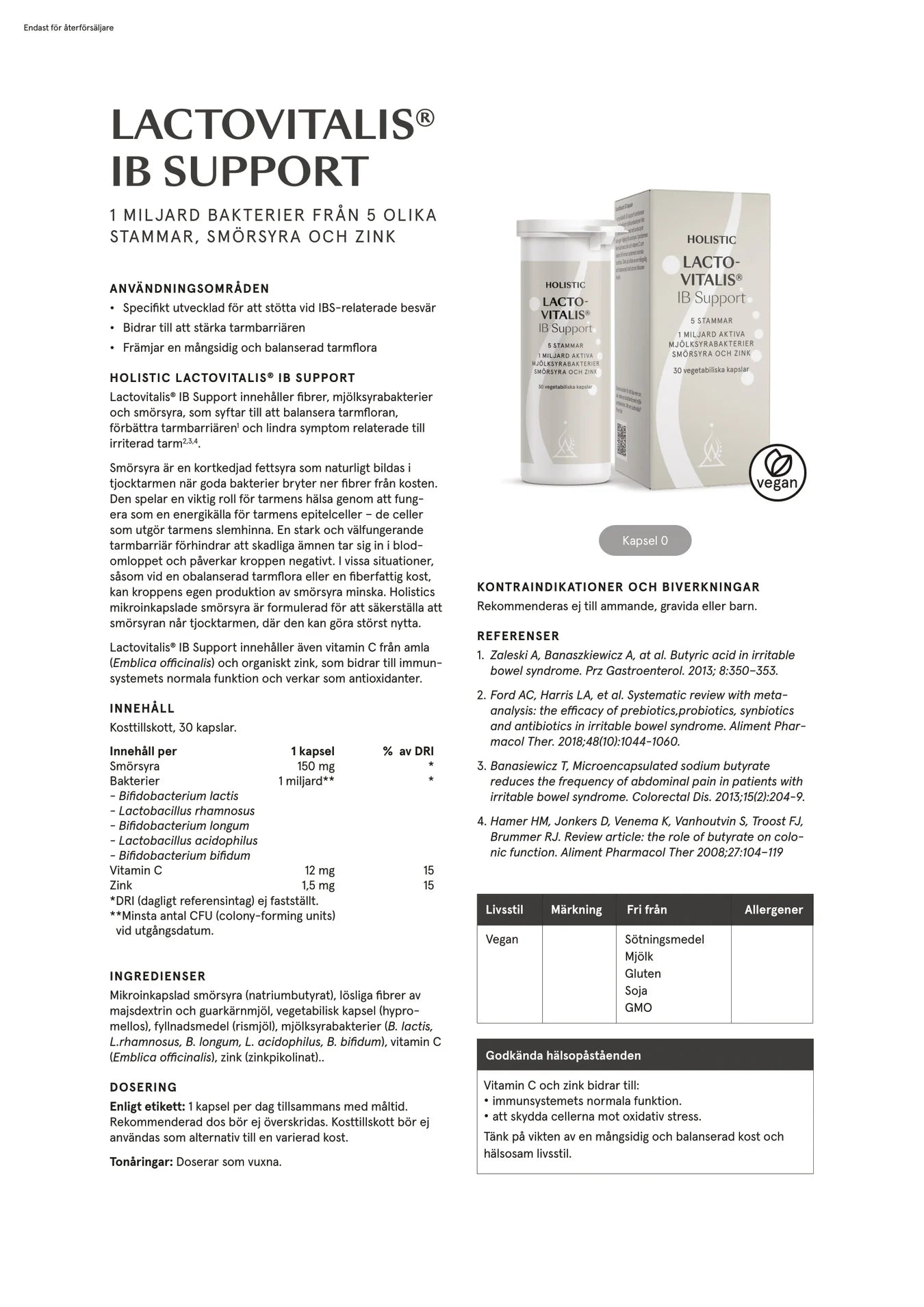 Lactovitalis® IB Support, 30 kapslar, Holistic
