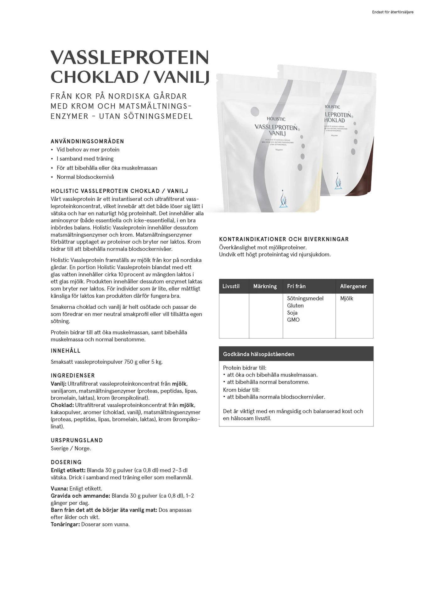 Vassleprotein vanilj, 5 kg, Holistic