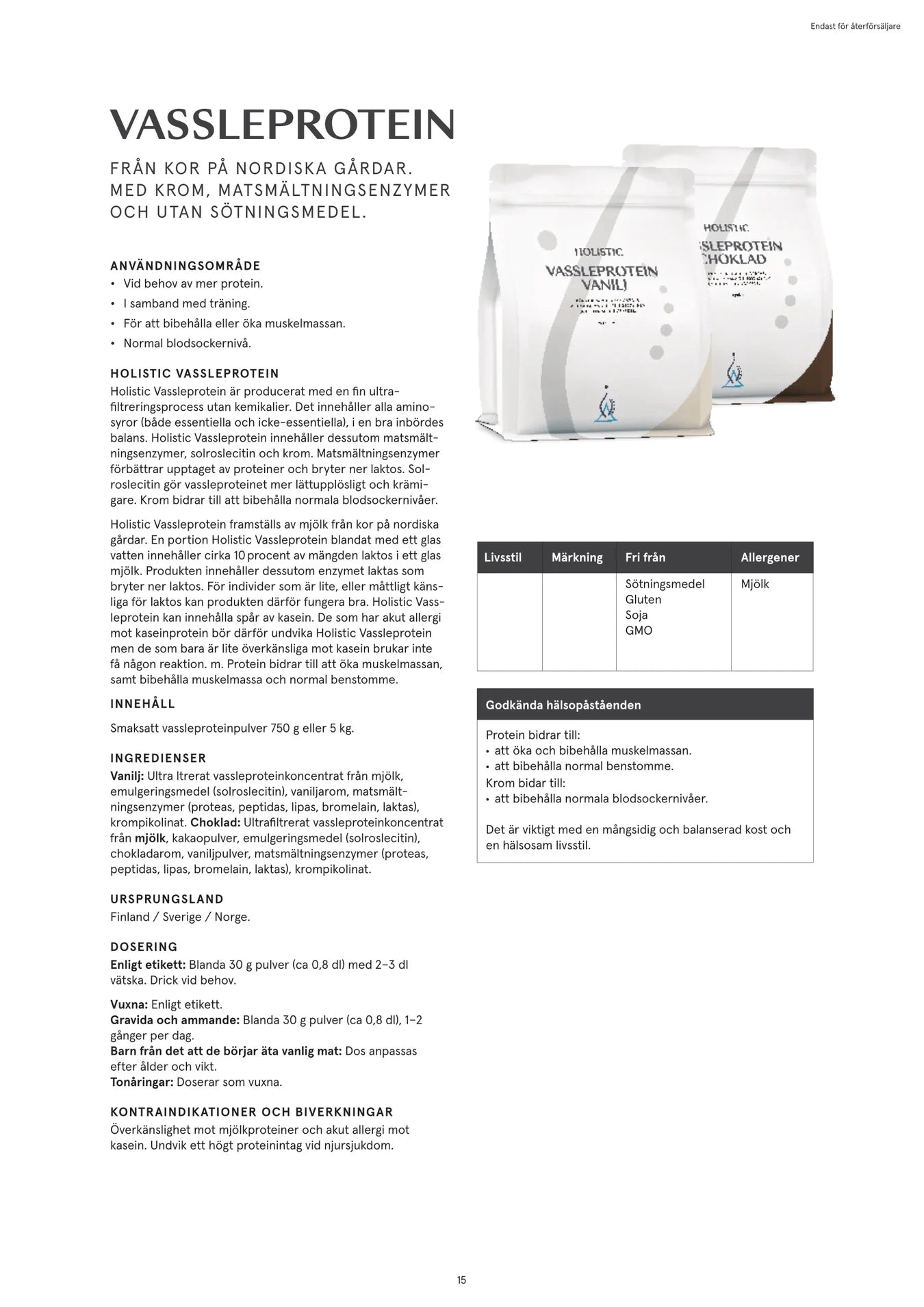 Vassleprotein choklad, 5 kg, Holistic