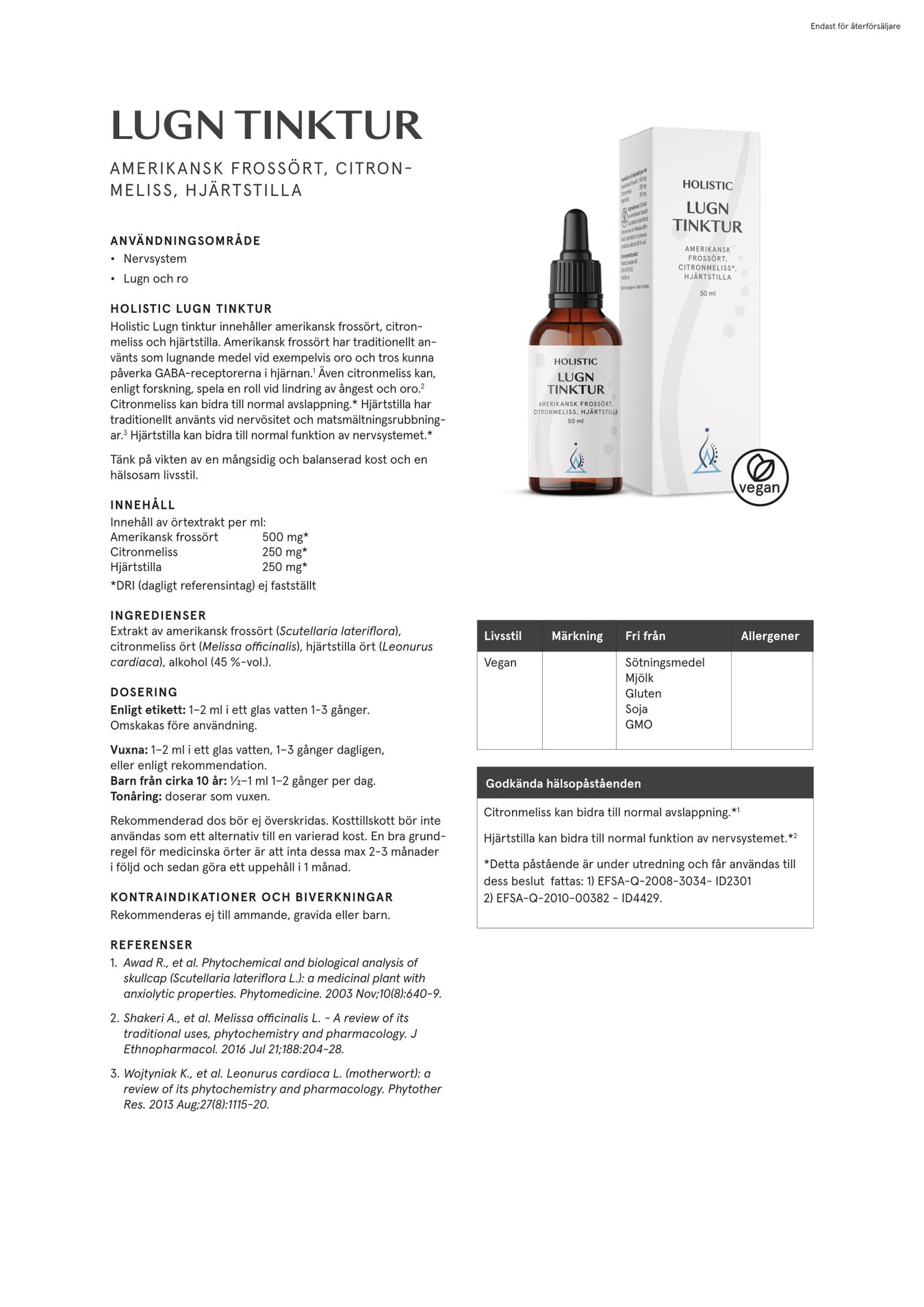 Lugn tinktur, 50 ml, Holistic