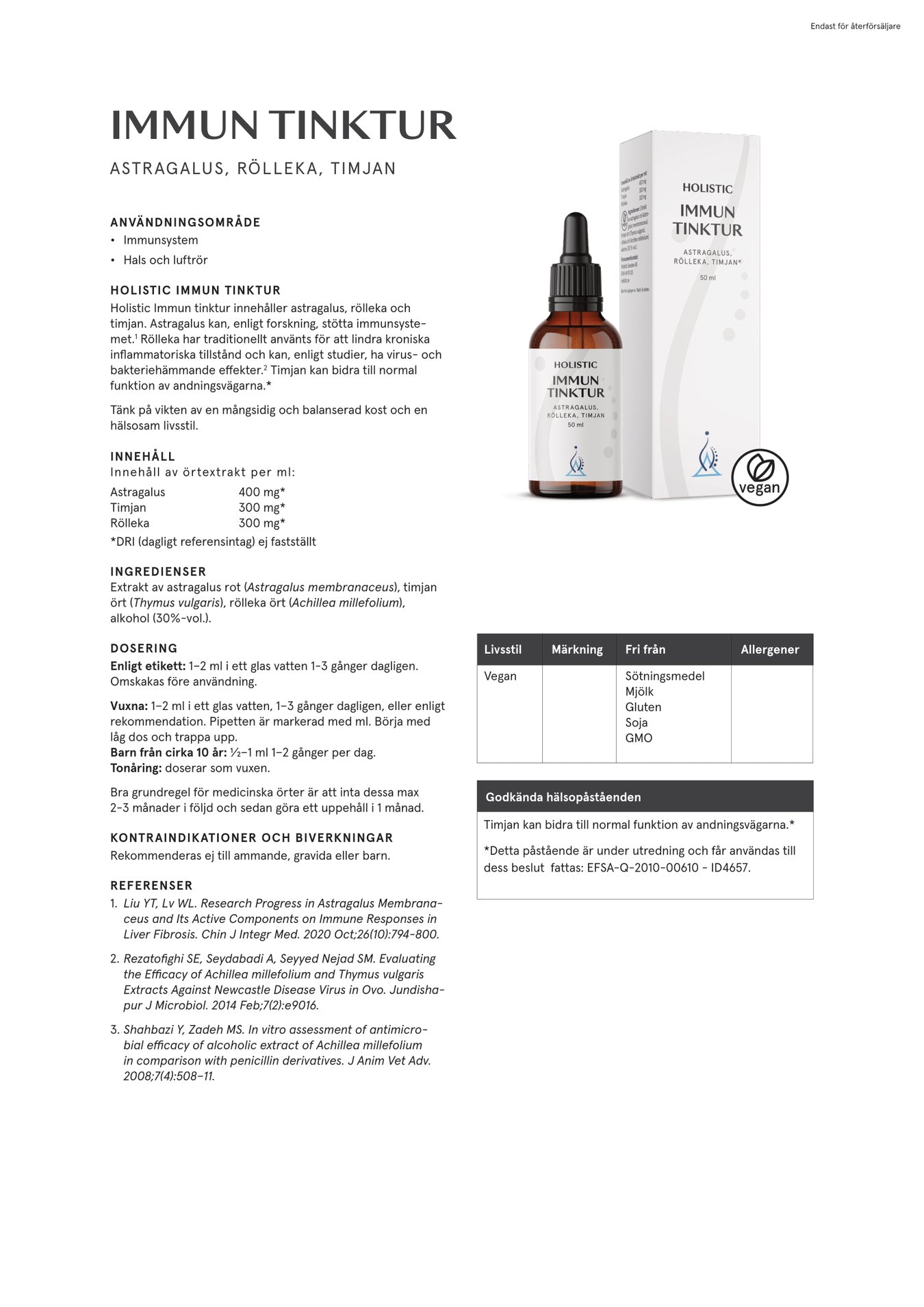Immun tinktur, 50 ml, Holistic