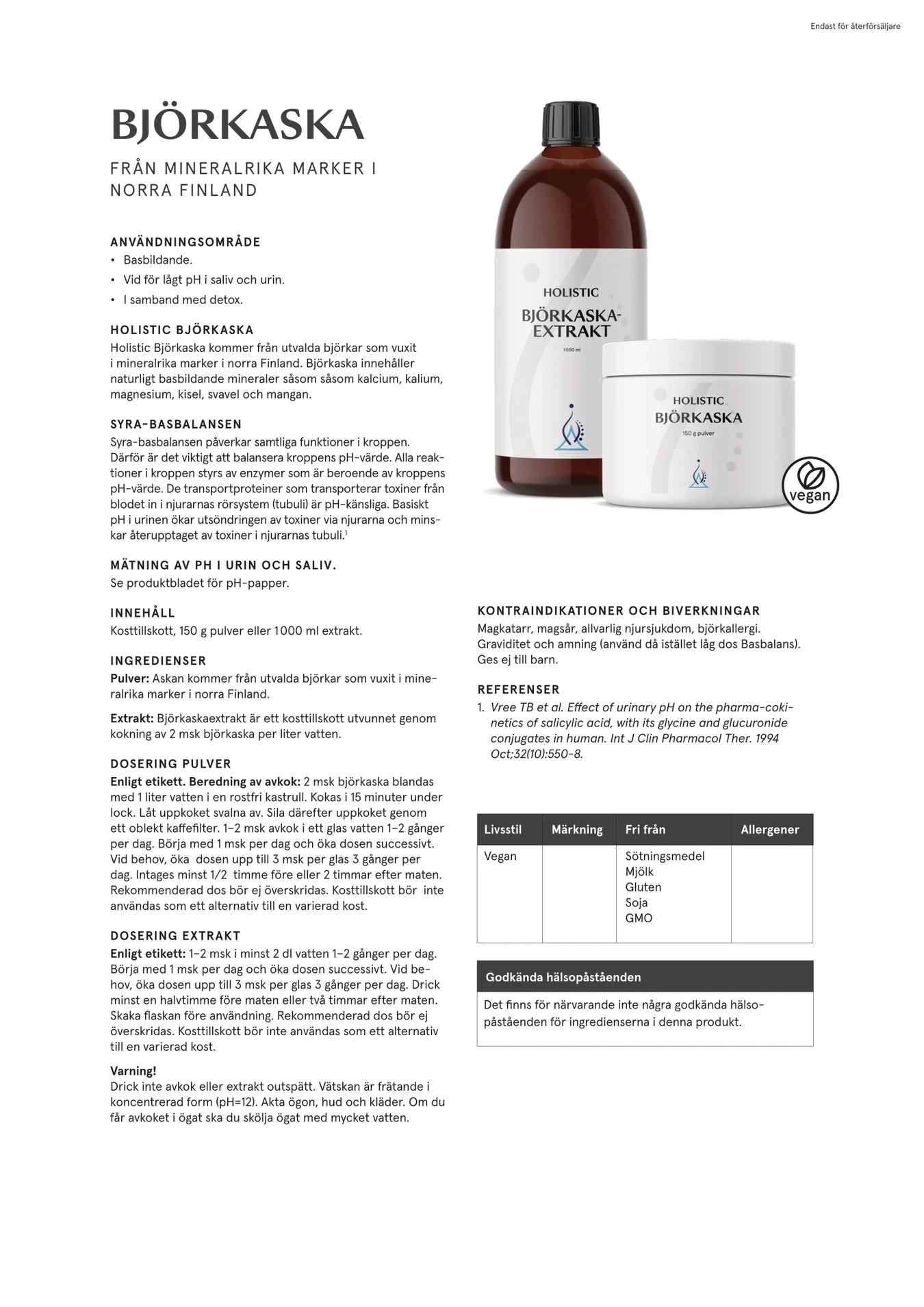 Björkaskaextrakt, 1000 ml, Holistic