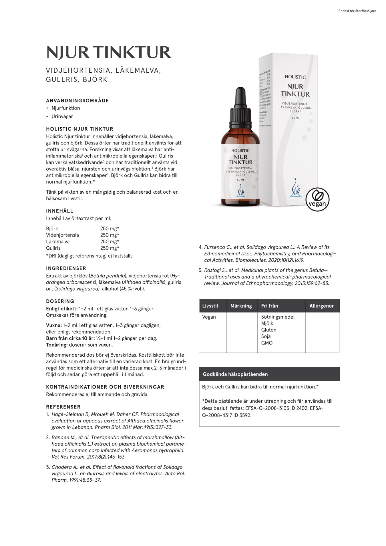 Njur tinktur, 50 ml, Holistic