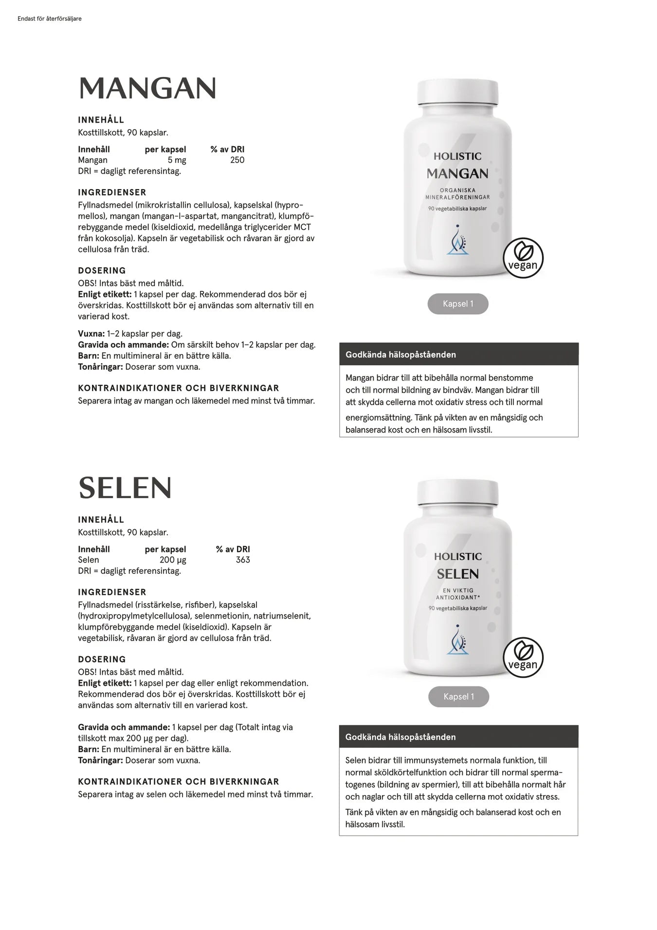 Mangan 5 mg, 90 kapslar, Holistic