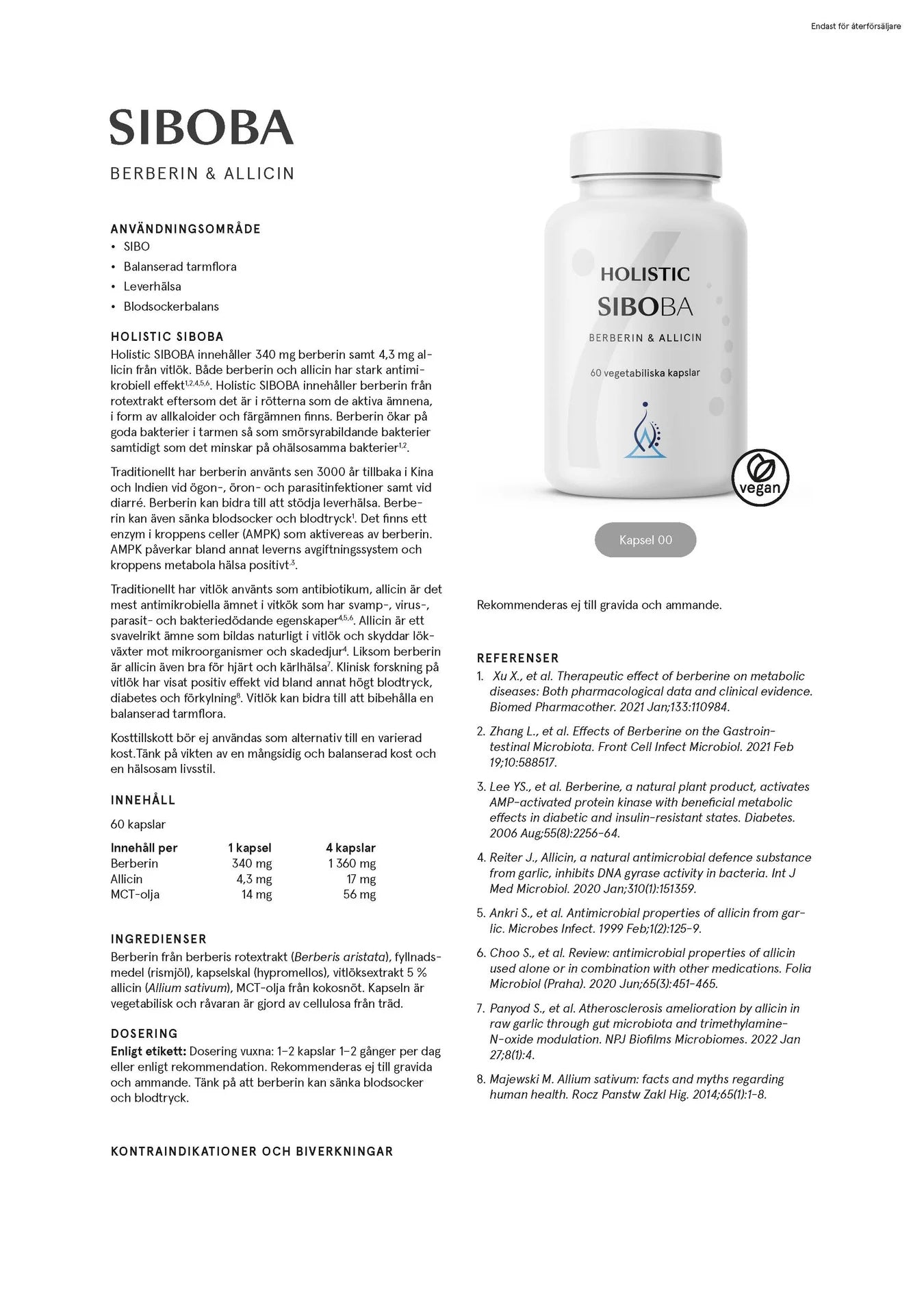SIBOBA - berberin och allicin, 60 kapslar, Holistic