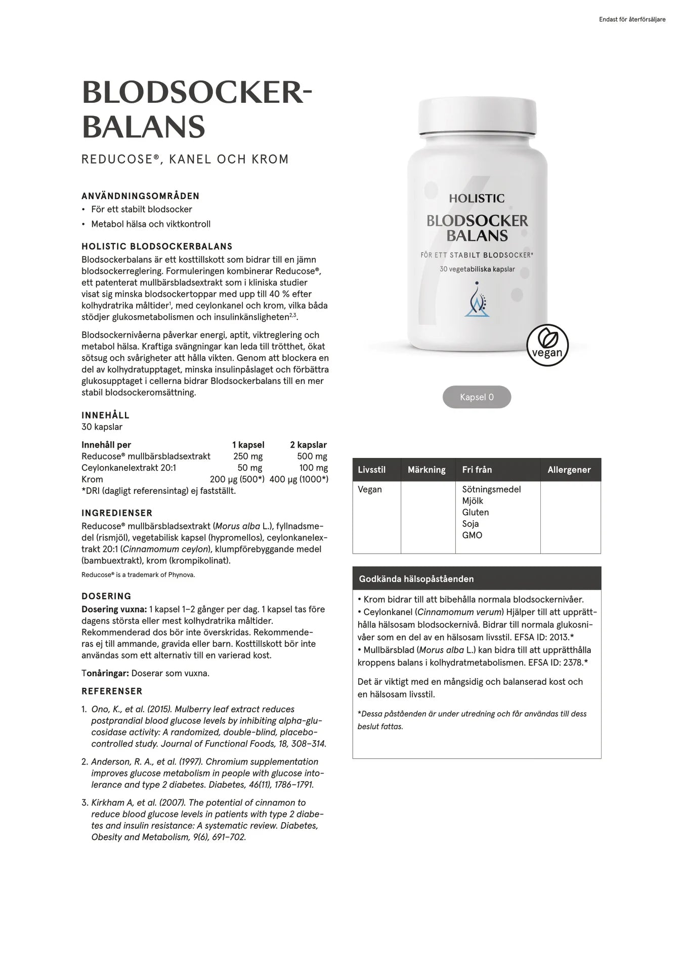 Blodsockerbalans, 30 kapslar, Holistic