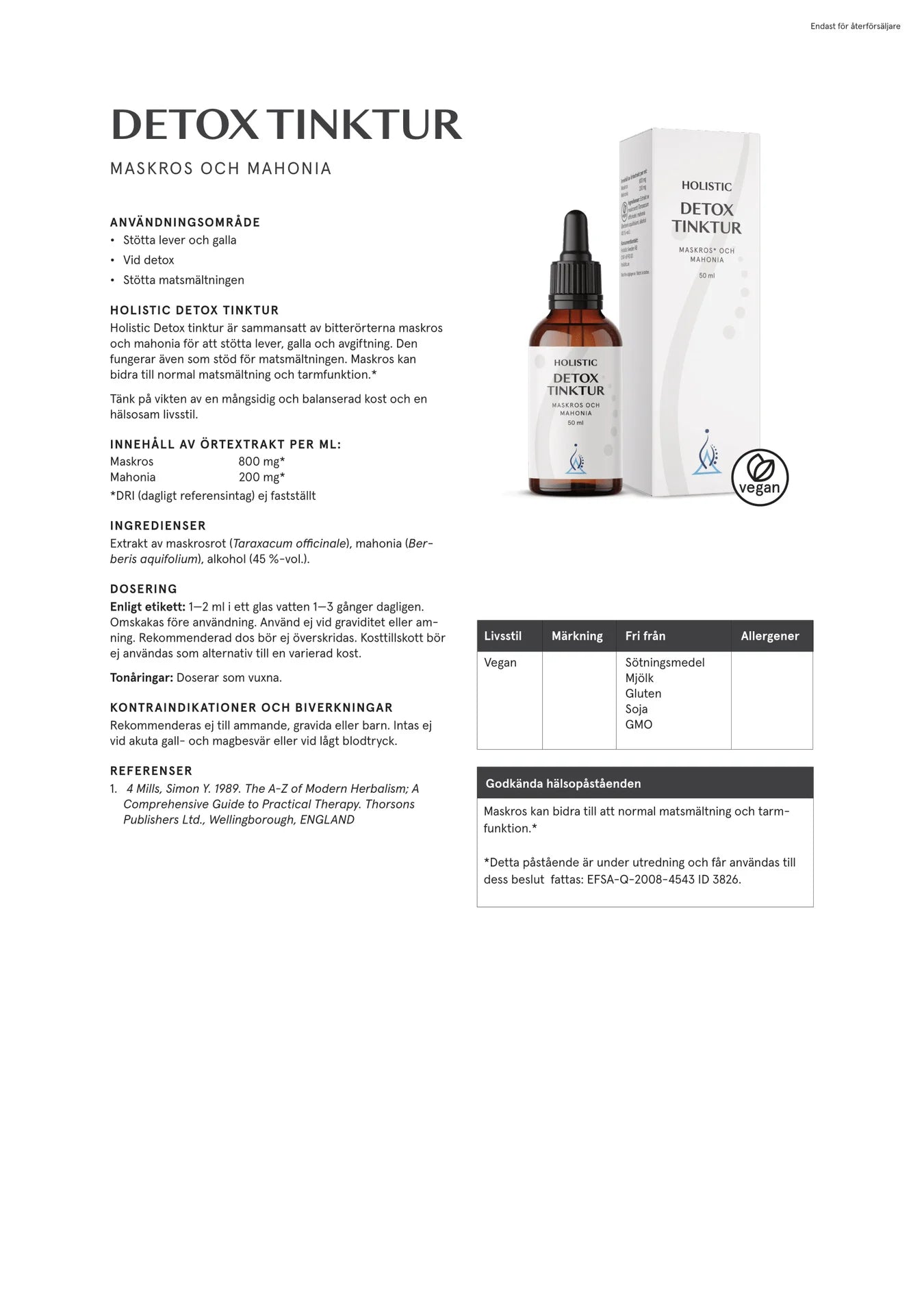Detox tinktur, 50 ml, Holistic