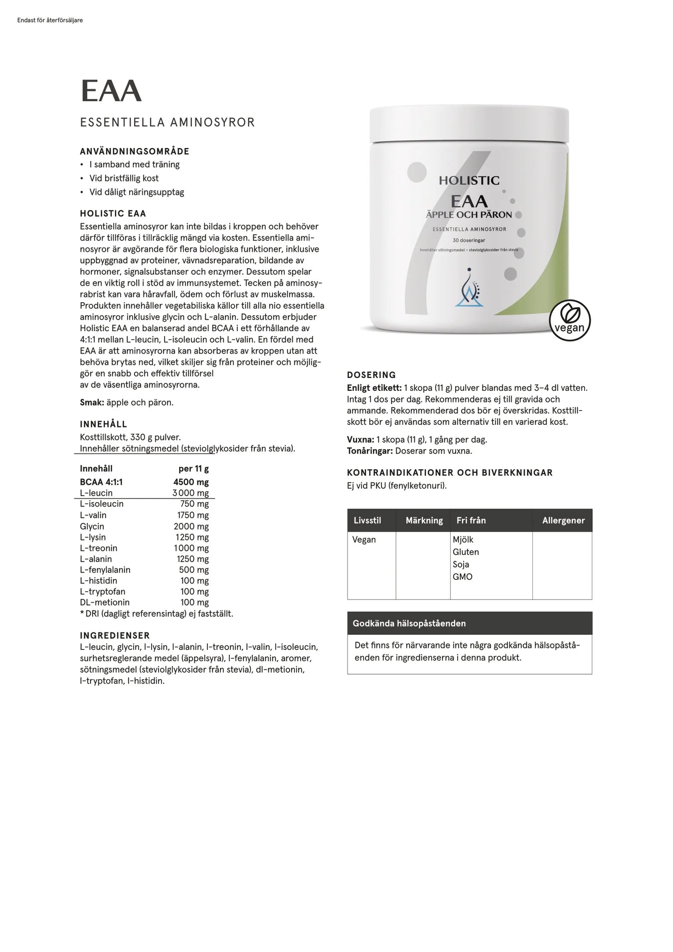 EAA äpple och päron, 330 g, Holistic