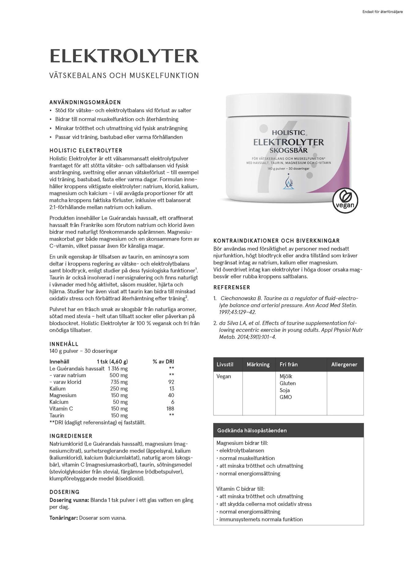 Elektrolyter skogsbär, 140 g, Holistic