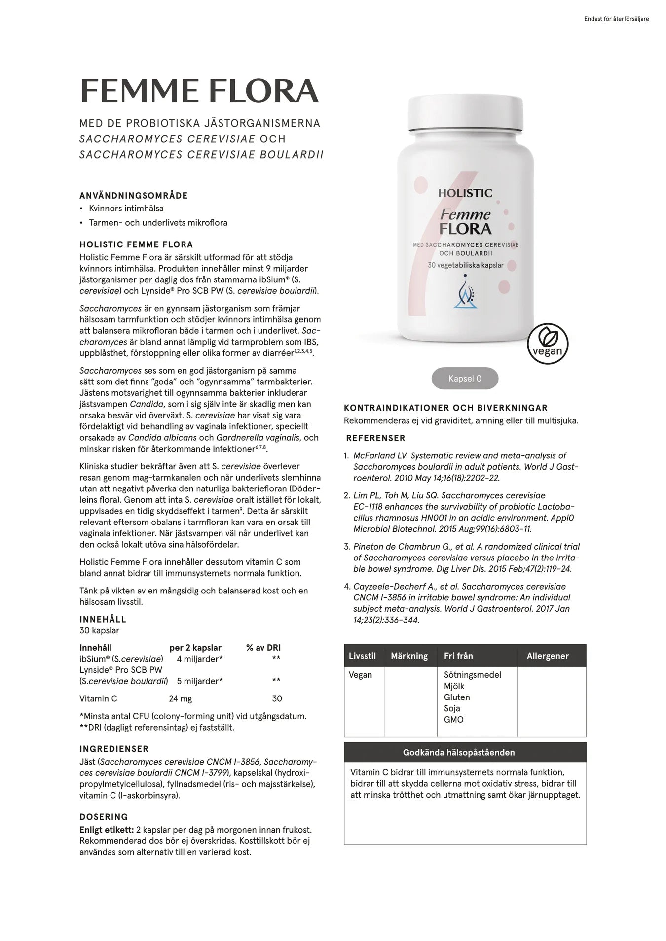 Femme Flora, 30 kapslar, Holistic