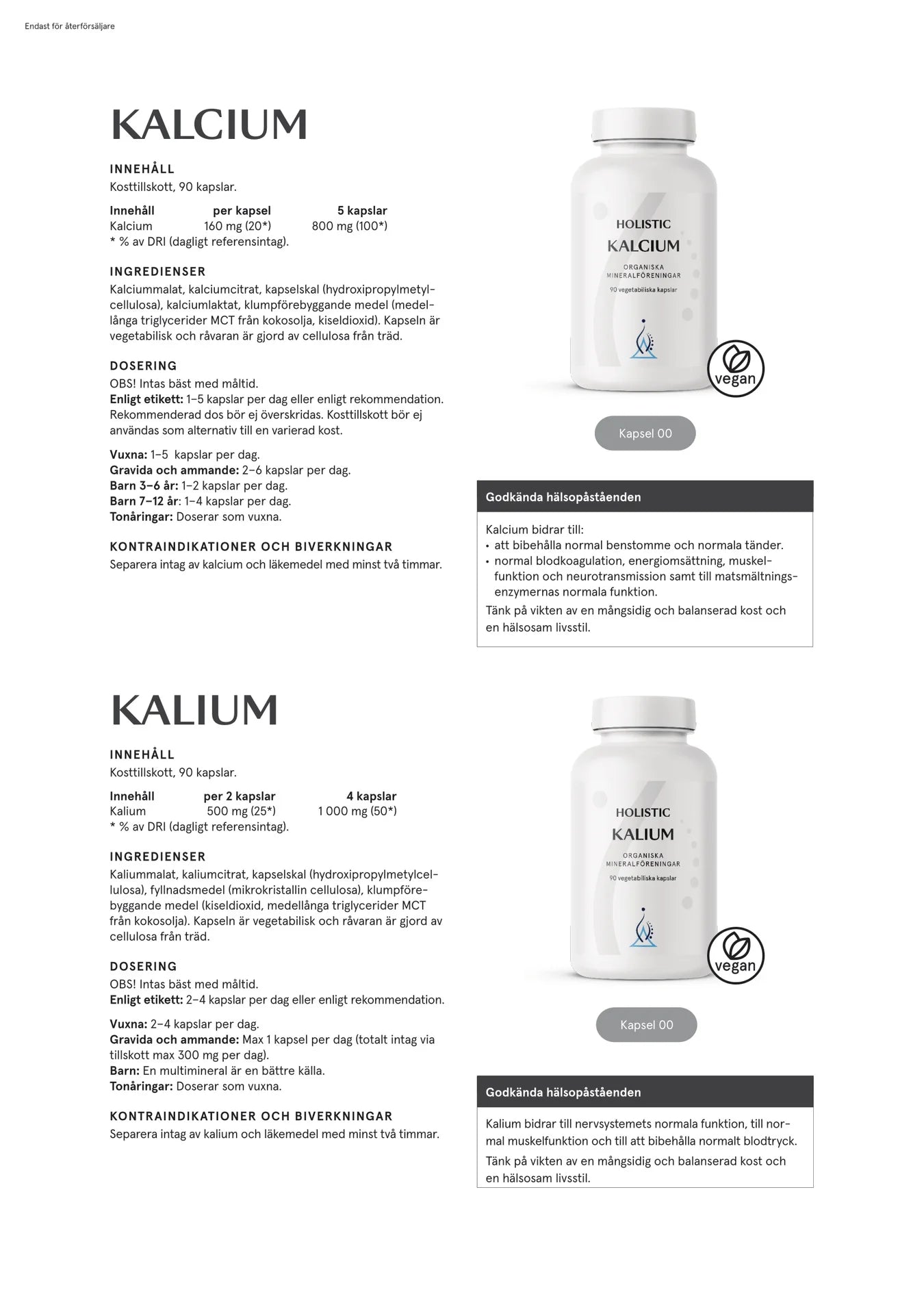 Kalium 250 mg, 90 kapslar, Holistic