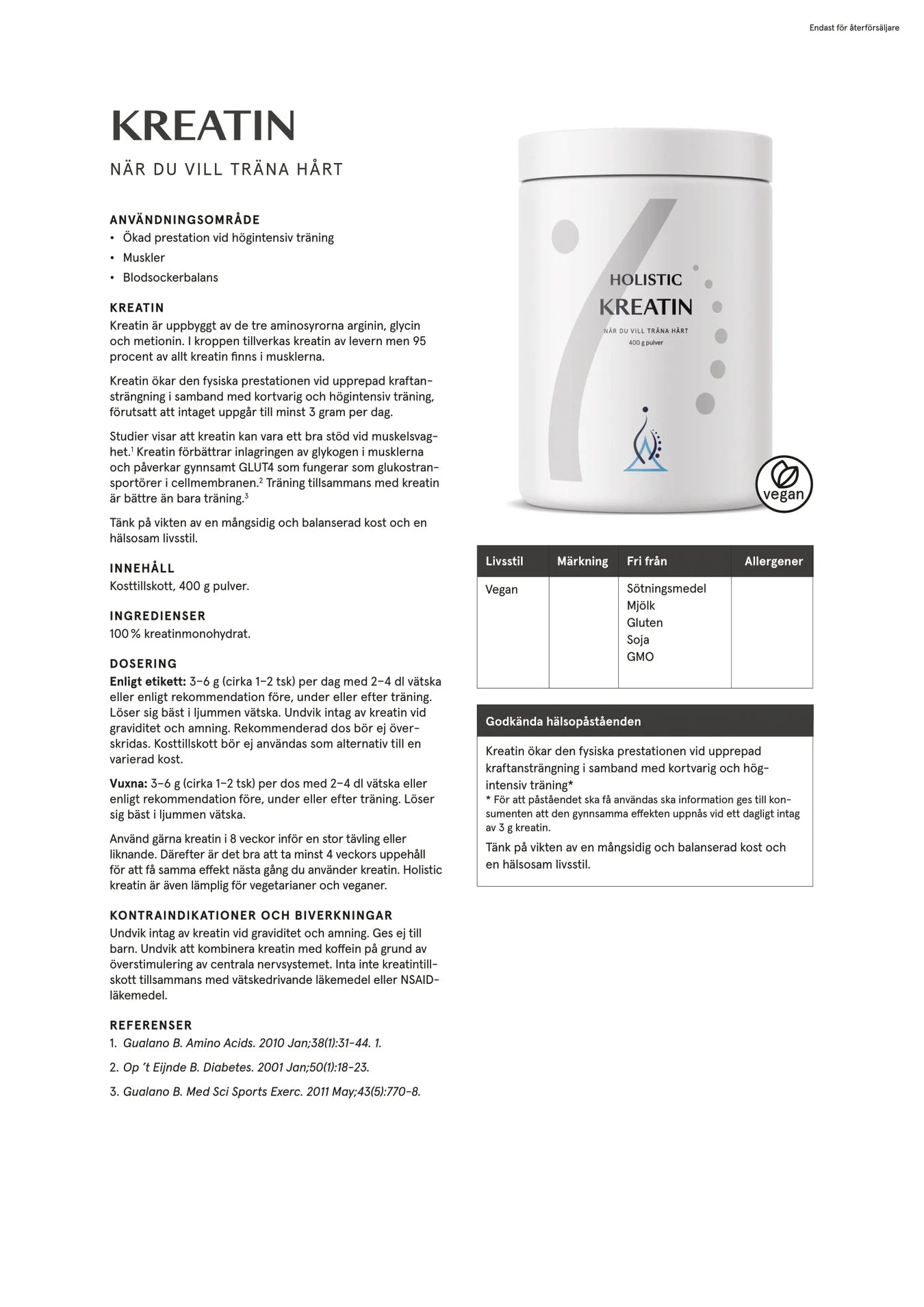 Kreatin, 400 g, Holistic