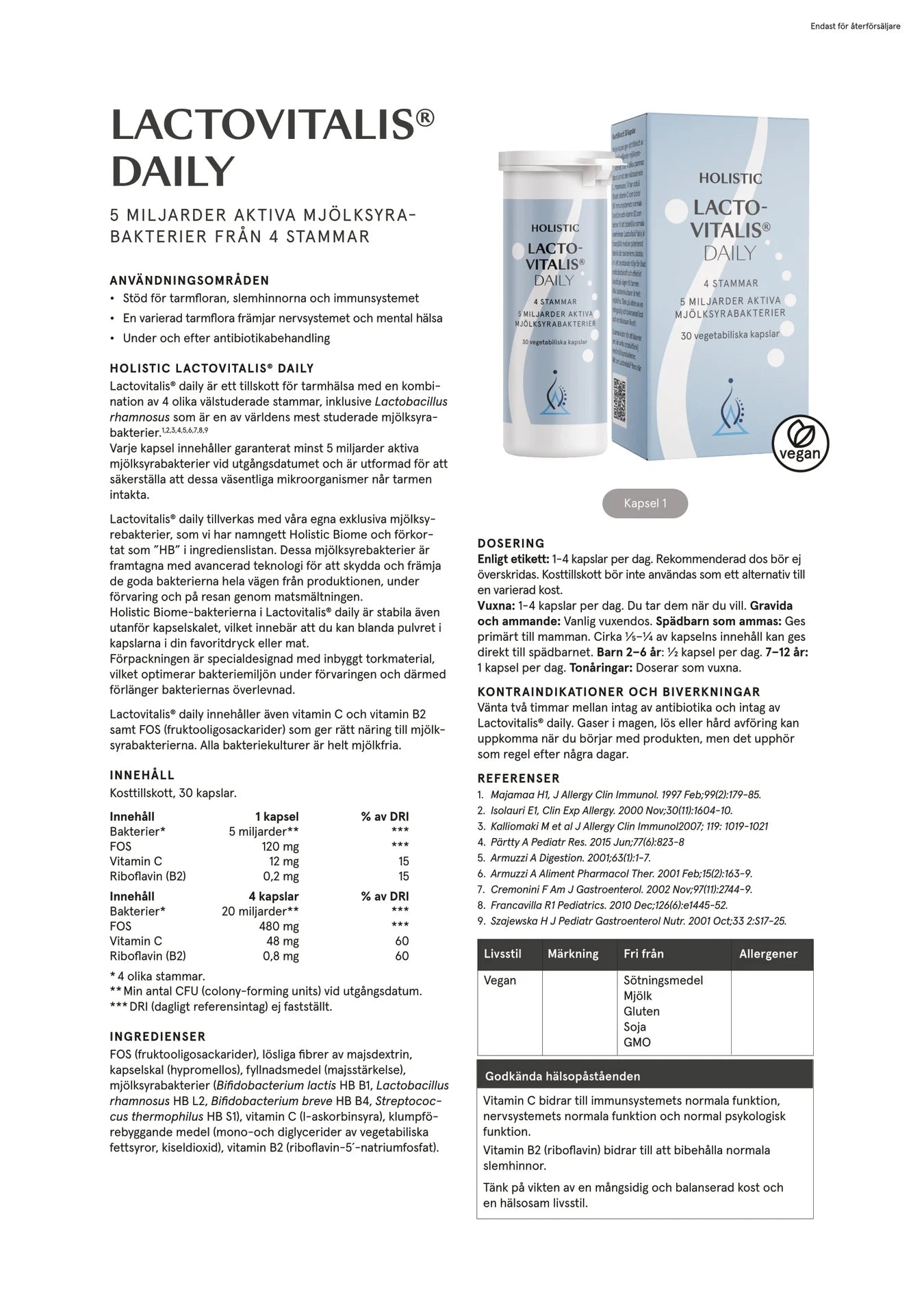 Lactovitalis® daily, 30 kapslar, Holistic