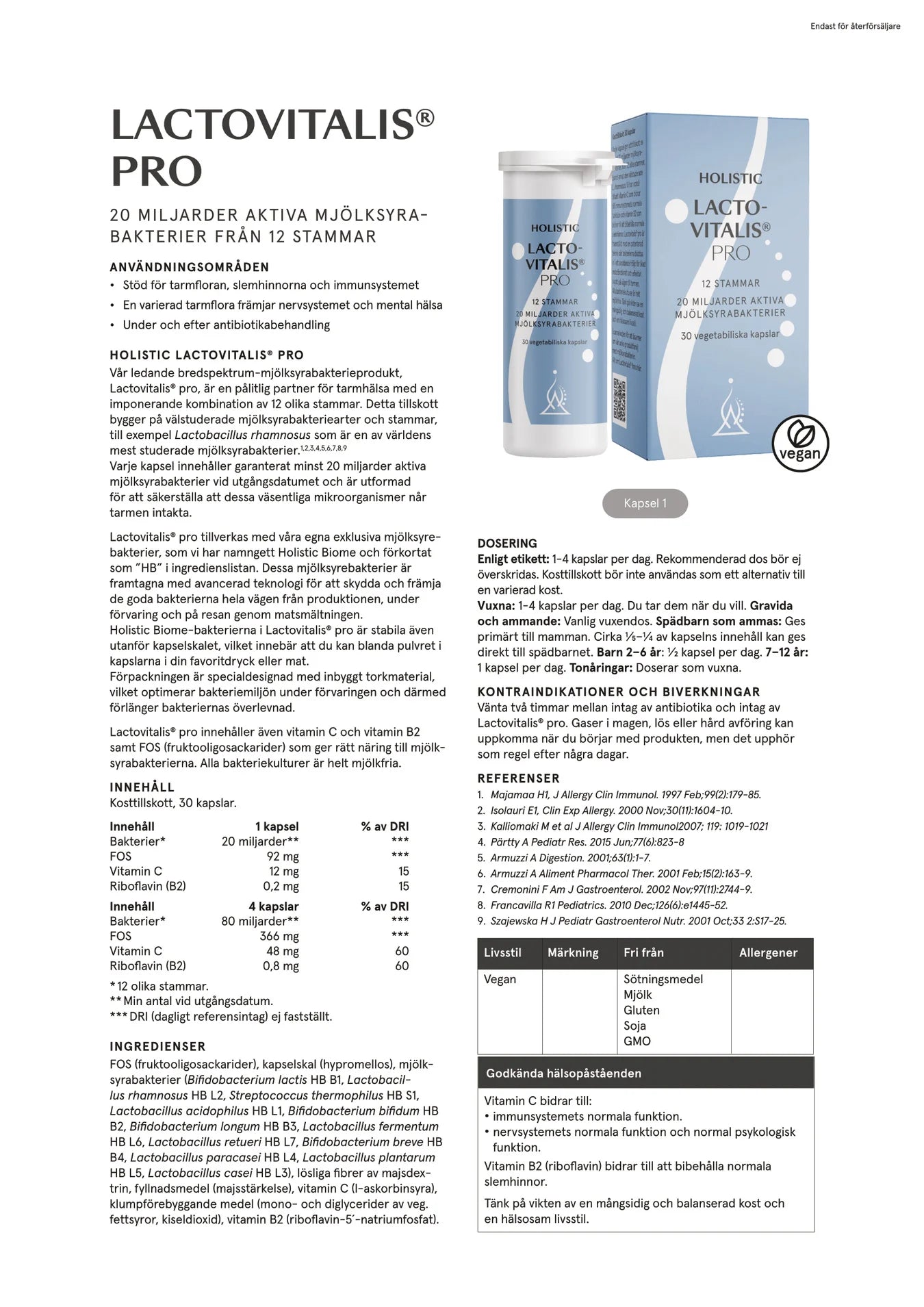 Lactovitalis®pro, 30 kapslar, Holistic