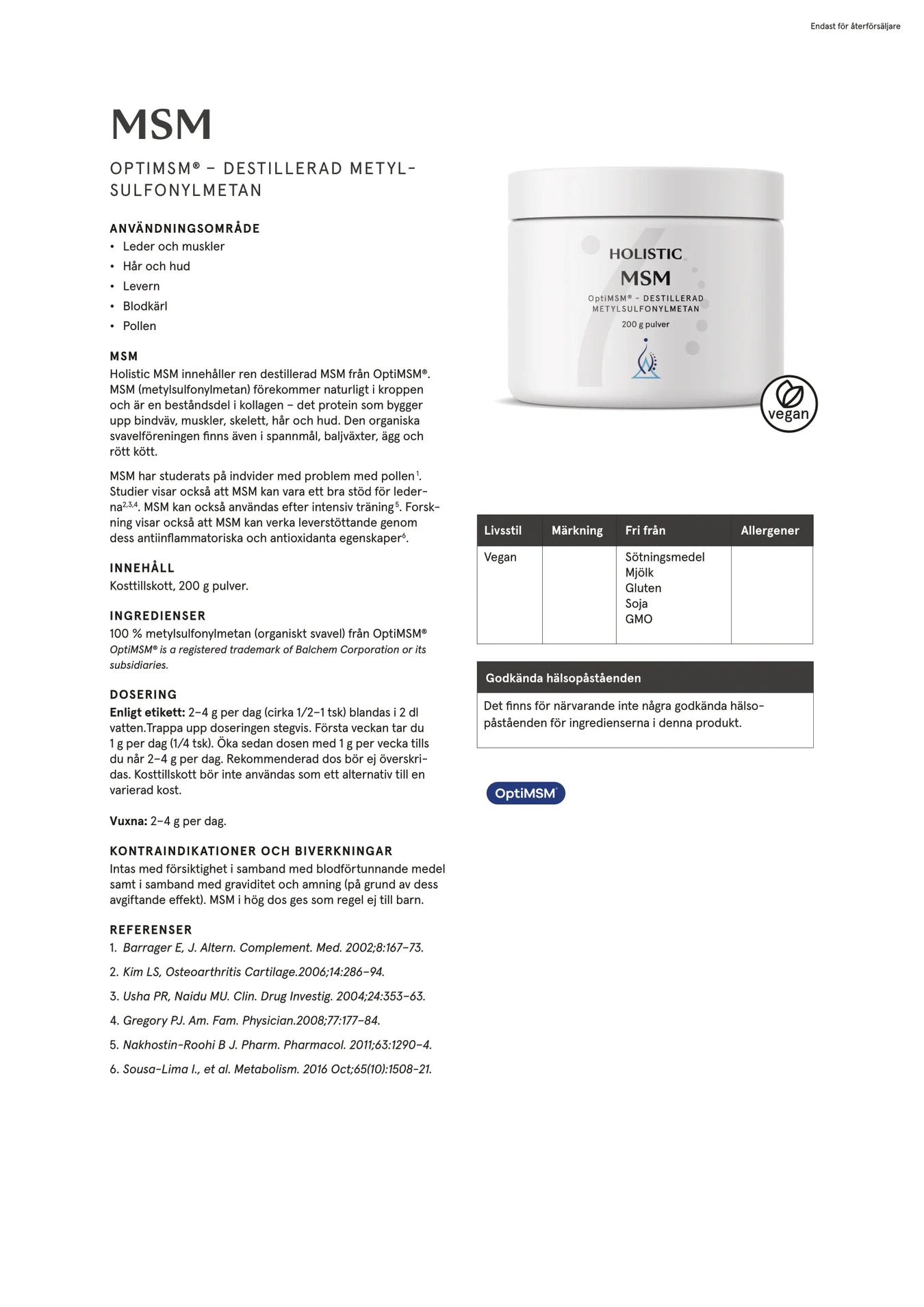 MSM, 200 g, Holistic