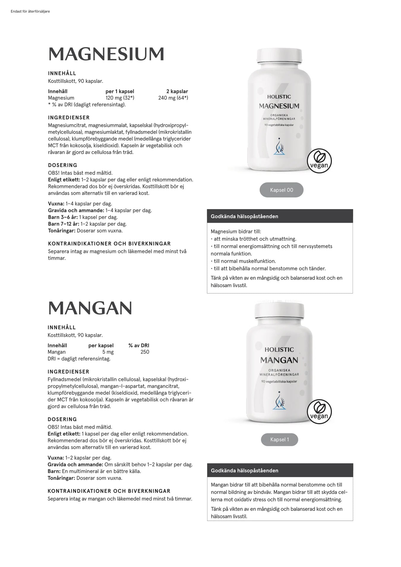 Magnesium 120 mg, 90 kapslar, Holistic