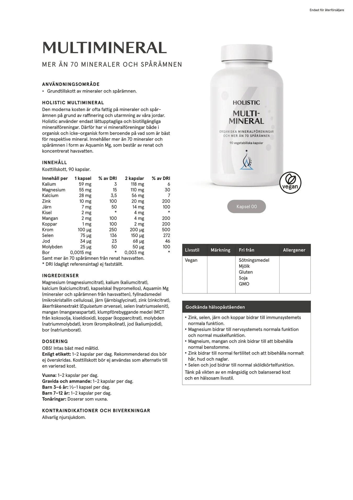 Multimineral, 90 kapslar, Holistic