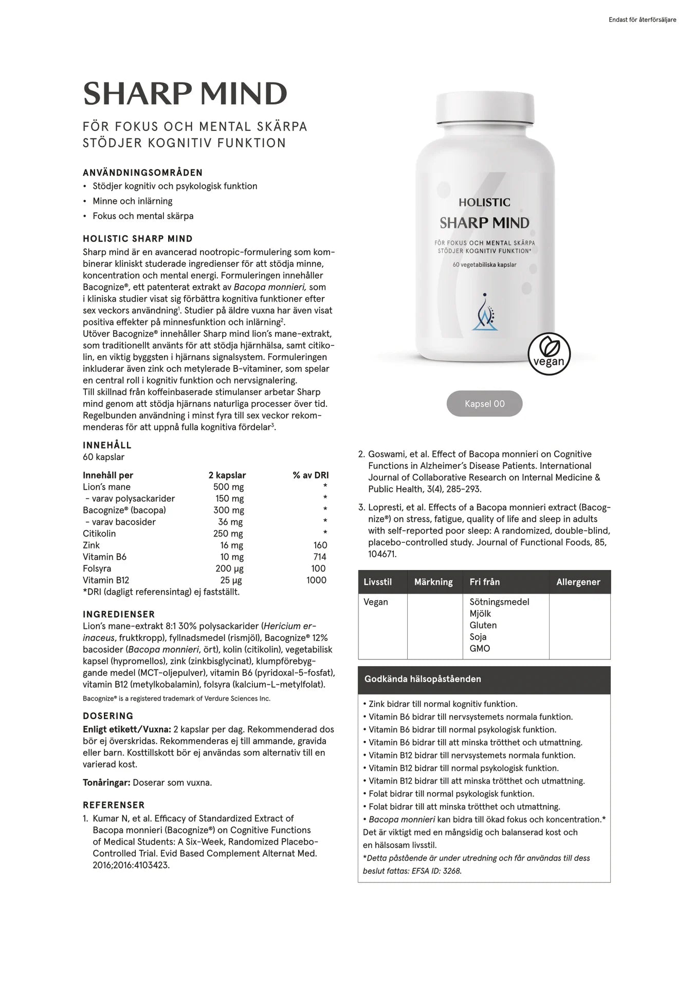 Sharp Mind, 60 kapslar, Holistic