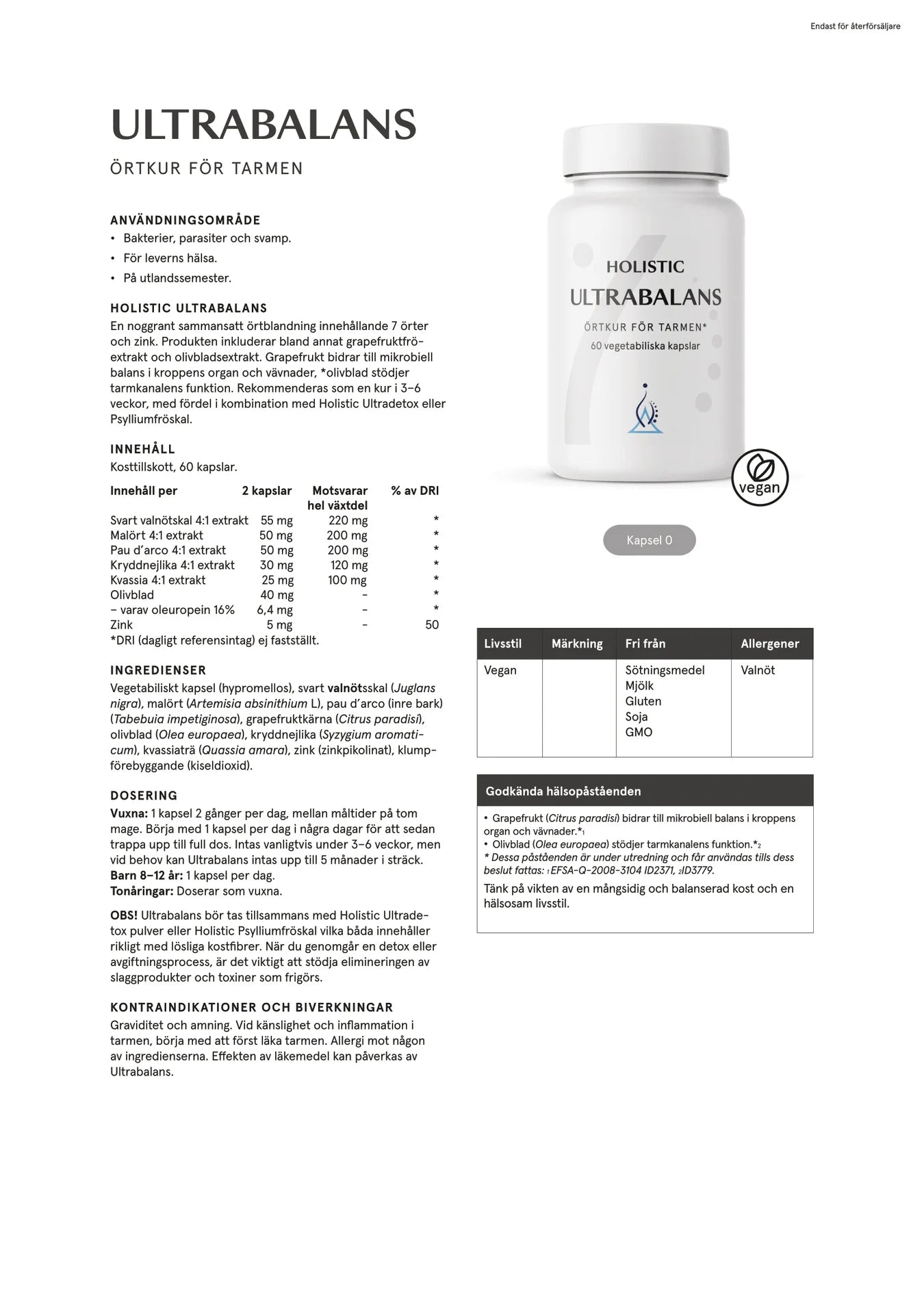 Ultrabalans, 60 kapslar, Holistic