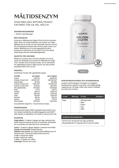 Holistic, Måltidsenzym, 90 kapslar