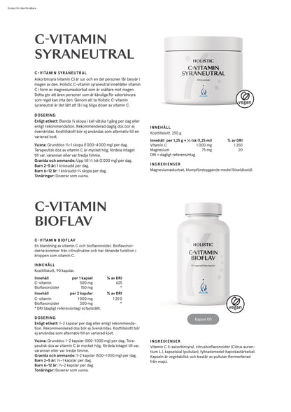 Holistic, C-vitamin bioflav, 90 kapslar