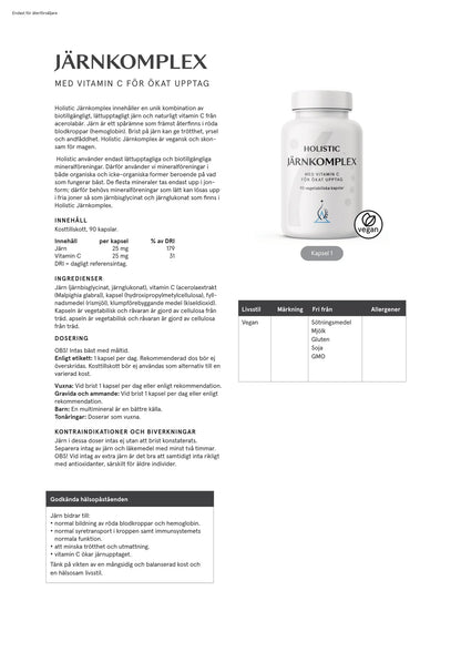 Holistic, Järnkomplex 25 mg, 90 kapslar