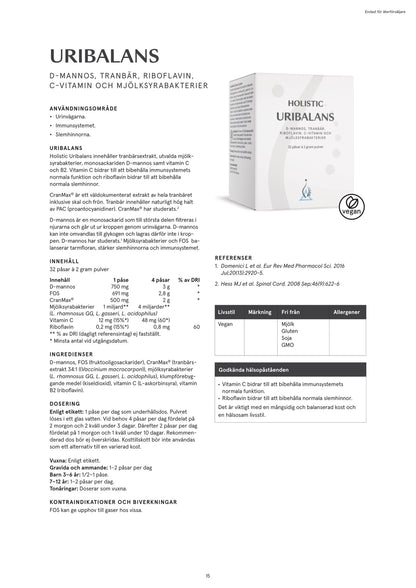 Holistic, Uribalans, 32 påsar à 2 gram