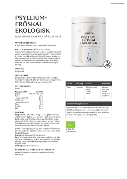 Holistic, Psylliumfröskal ekologisk, 275 g