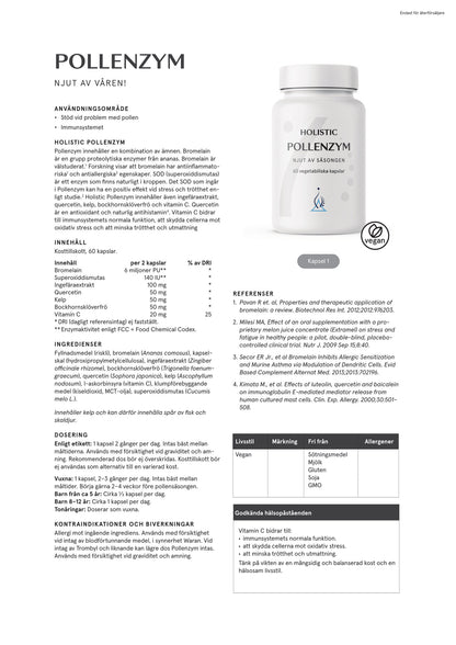 Holistic, Pollenzym, 60 kapslar