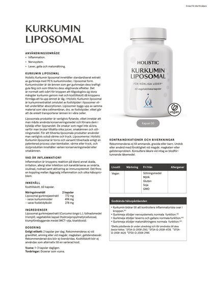 Holistic, Kurkumin liposomal, 60 kapslar
