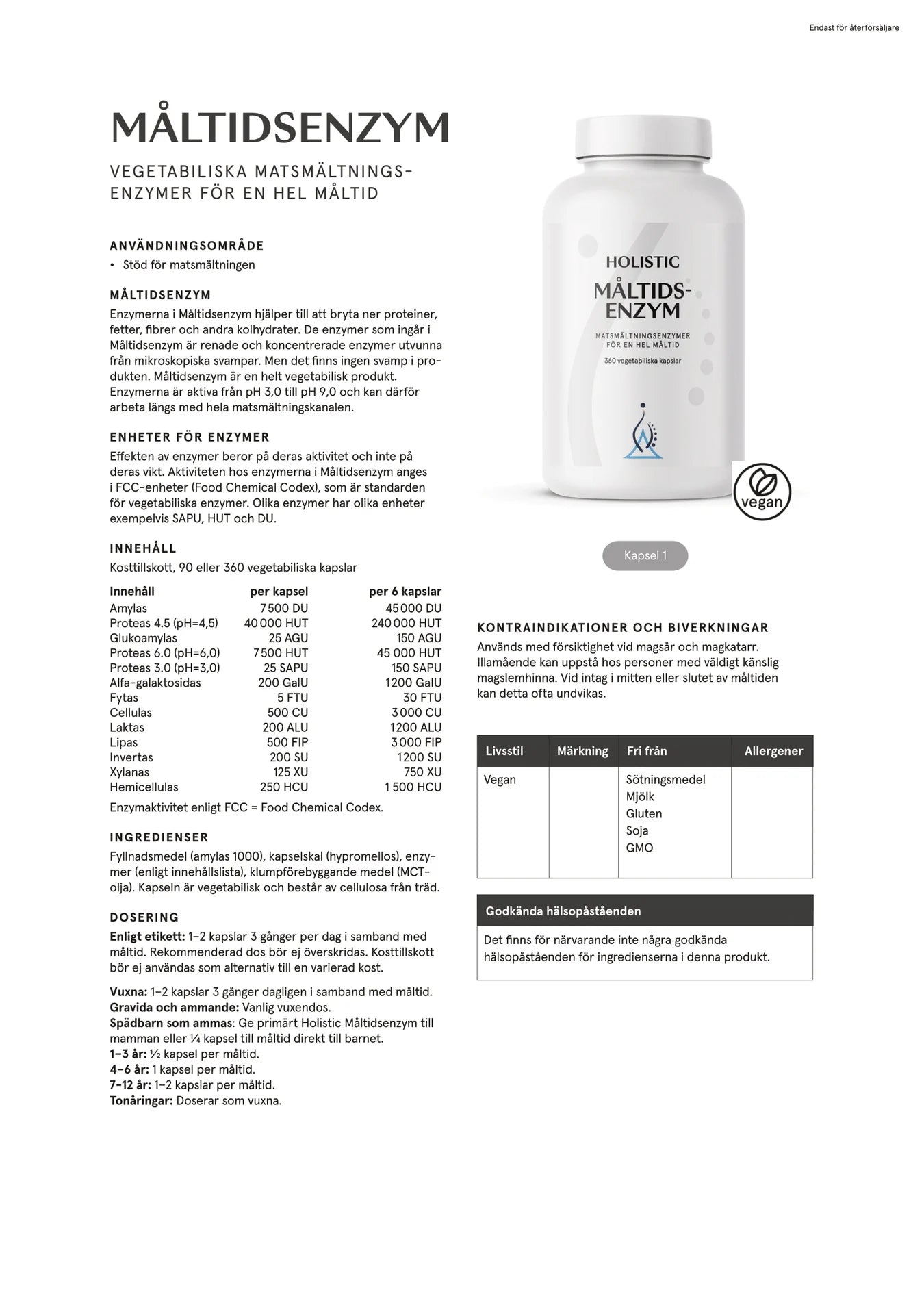 Måltidsenzym, 360 kapslar, Holistic