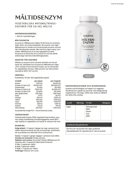 Holistic, Måltidsenzym, 360 kapslar