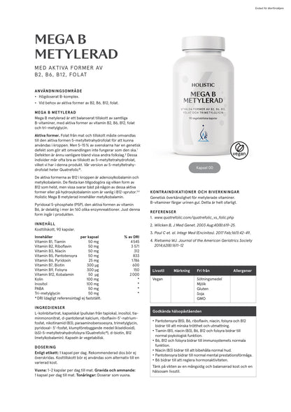 Holistic, Mega B metylerad, 90 kapslar