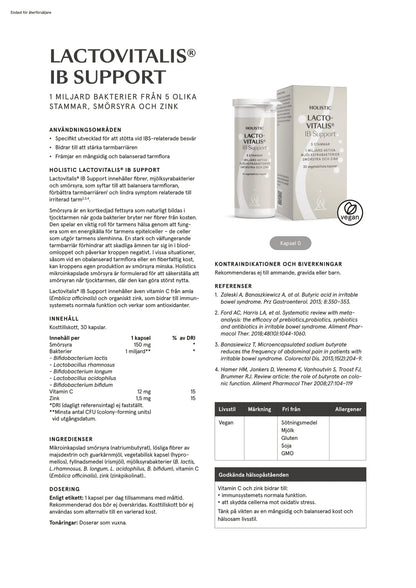 Holistic, Lactovitalis® IB Support, 30 kapslar
