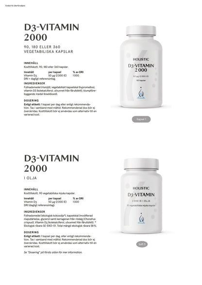 Holistic, D3-vitamin 2000, 90 kapslar