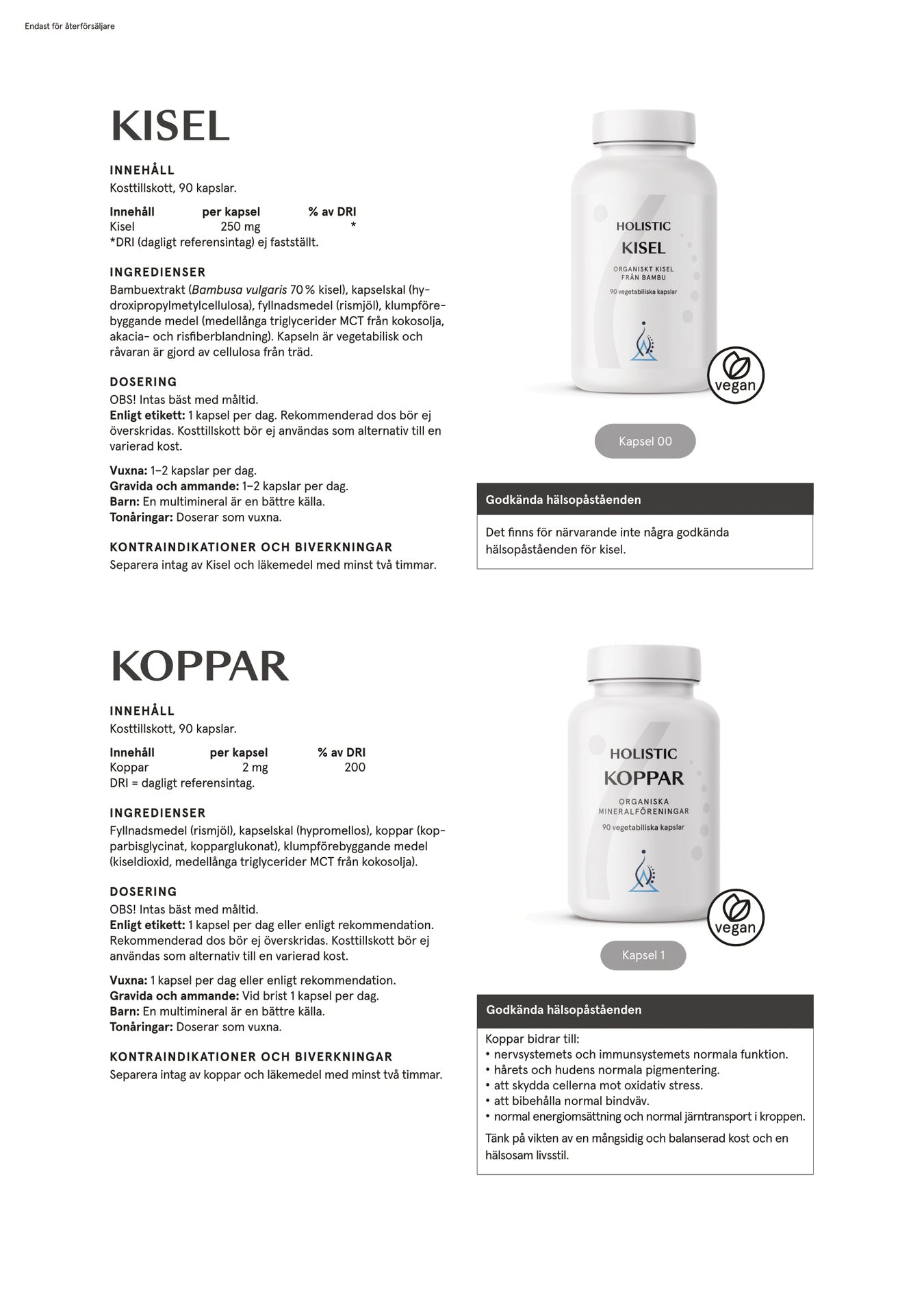 Koppar 2 mg, 90 kapslar, Holistic