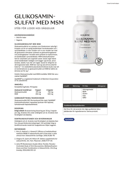 Holistic, Glukosaminsulfat med MSM, 90 kapslar