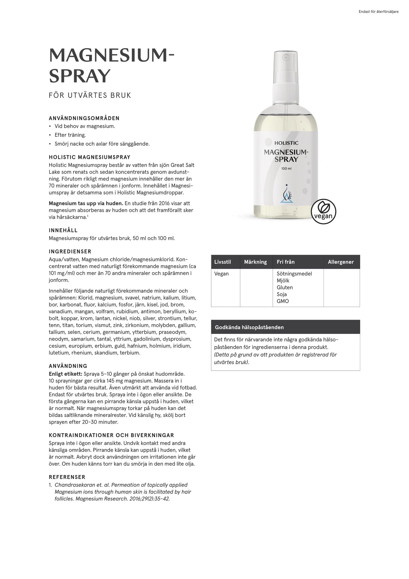 Magnesiumspray, 100 ml, Holistic