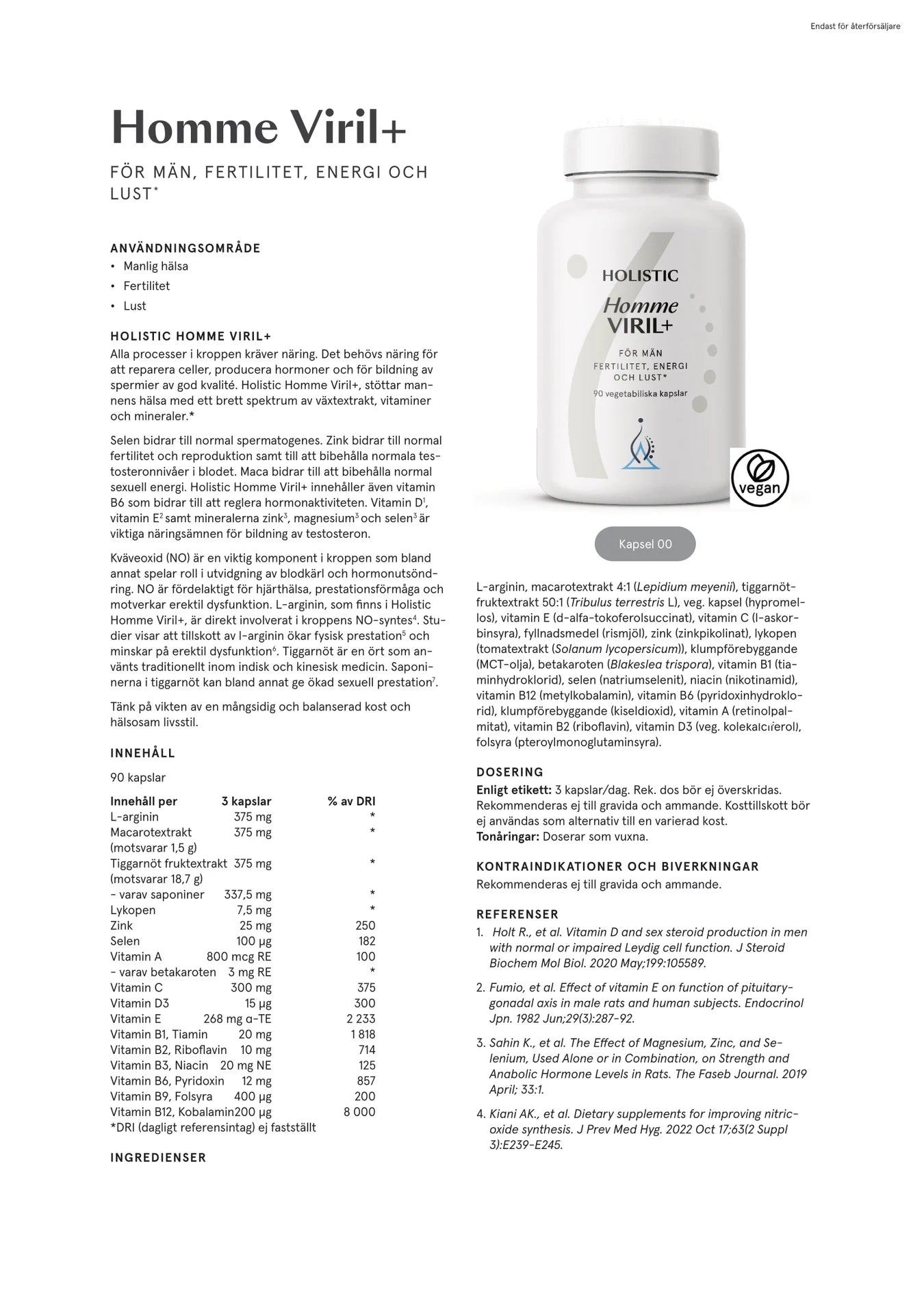 Homme Viril+, 90 kapslar, Holistic