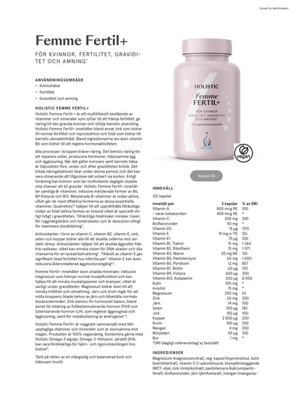 Holistic, Femme Fertil+, 120 kapslar