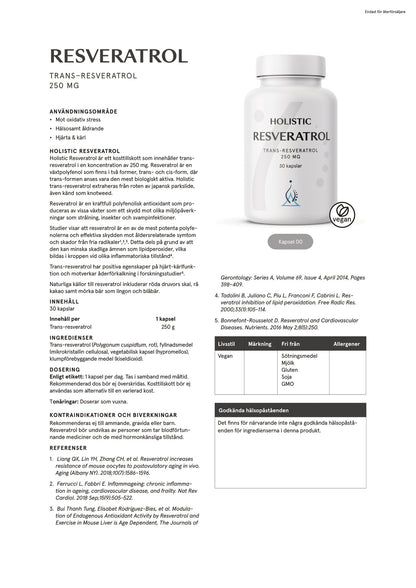 Holistic, Resveratrol, 30 kapslar