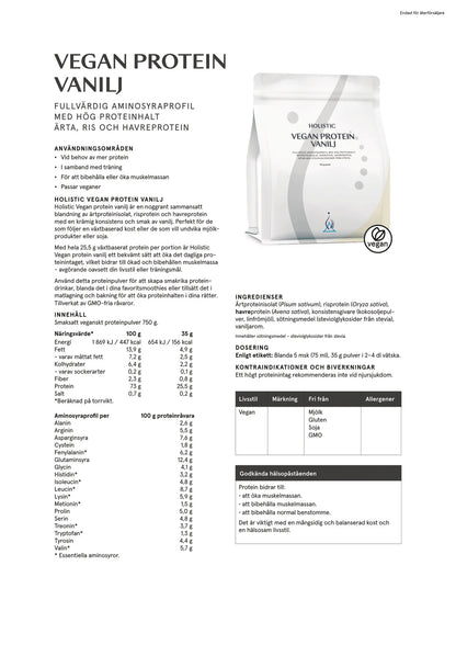 Holistic, Vegan protein vanilj, 750g