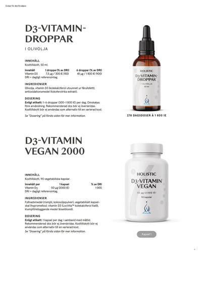 Holistic, D3-vitamin vegan 2000, 90 kapslar