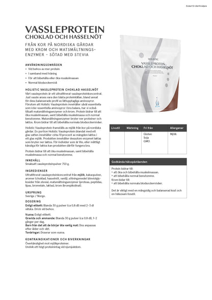 Holistic, Vassleprotein choklad och hasselnöt, 750 g
