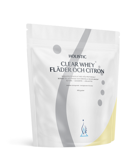 Holistic, Clear Whey vassleproteinisolat fläder och citron, 400g