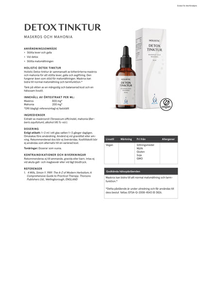 Holistic, Detox tinktur, 50 ml