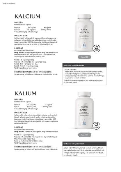 Holistic, Kalium 250 mg, 90 kapslar